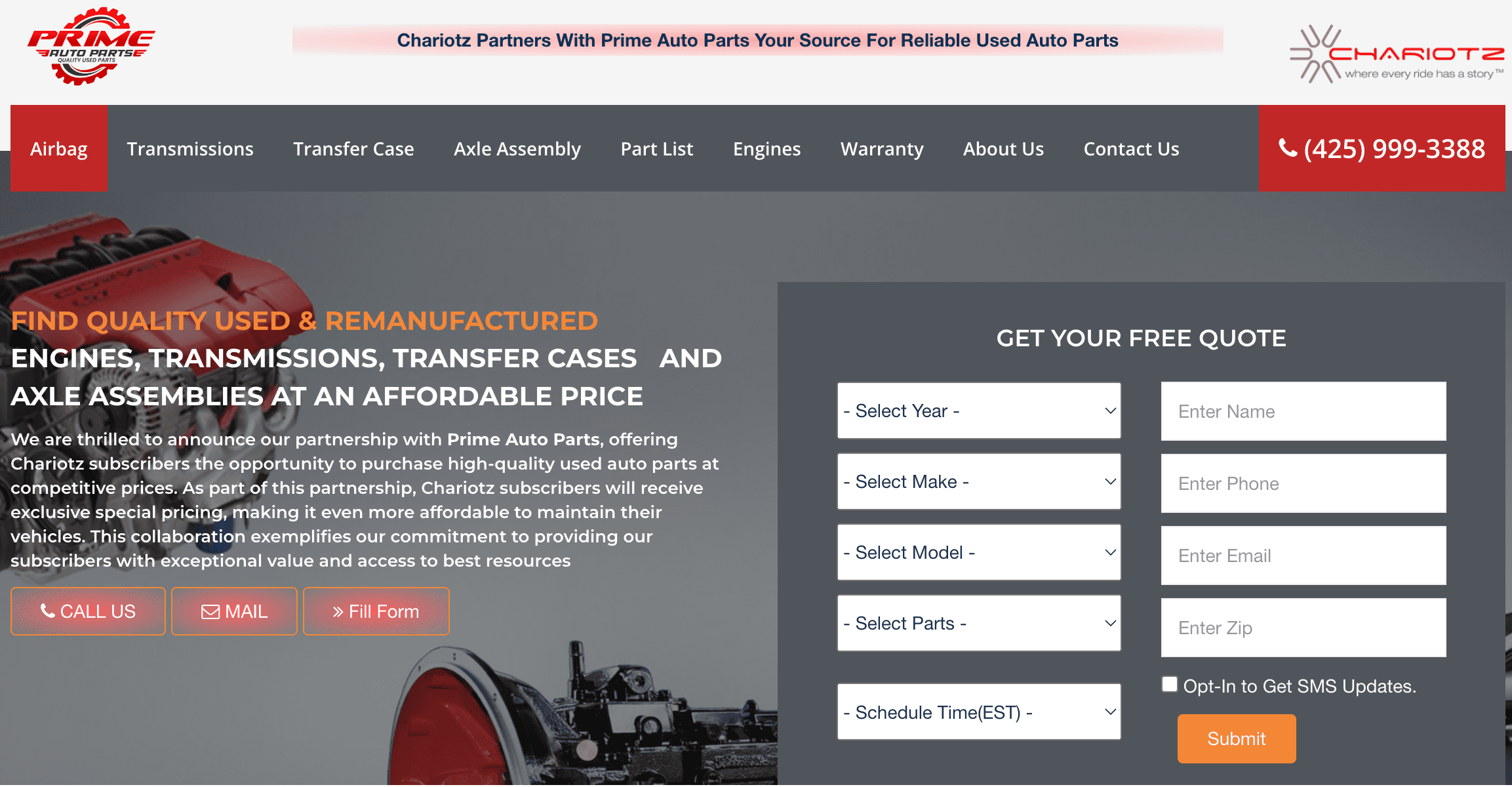 Introducing the Chariotz Parts Finder Powered by Prime Auto Parts: Your Ultimate Source for Quality Used & Remanufactured Auto Parts